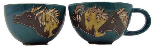 Mara Latte Mug - Horses (Green)