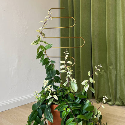 Golden plant stake from metal - Squiggle