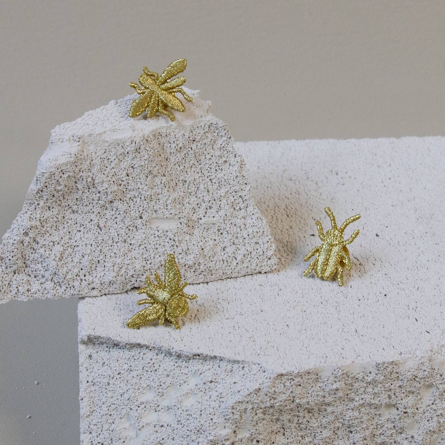 Golden Embroidered Brooches