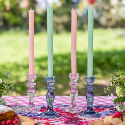 Navy Glass Candle Holder