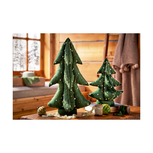 French Knot Wool Tree Decor Large Dark Green Polyester