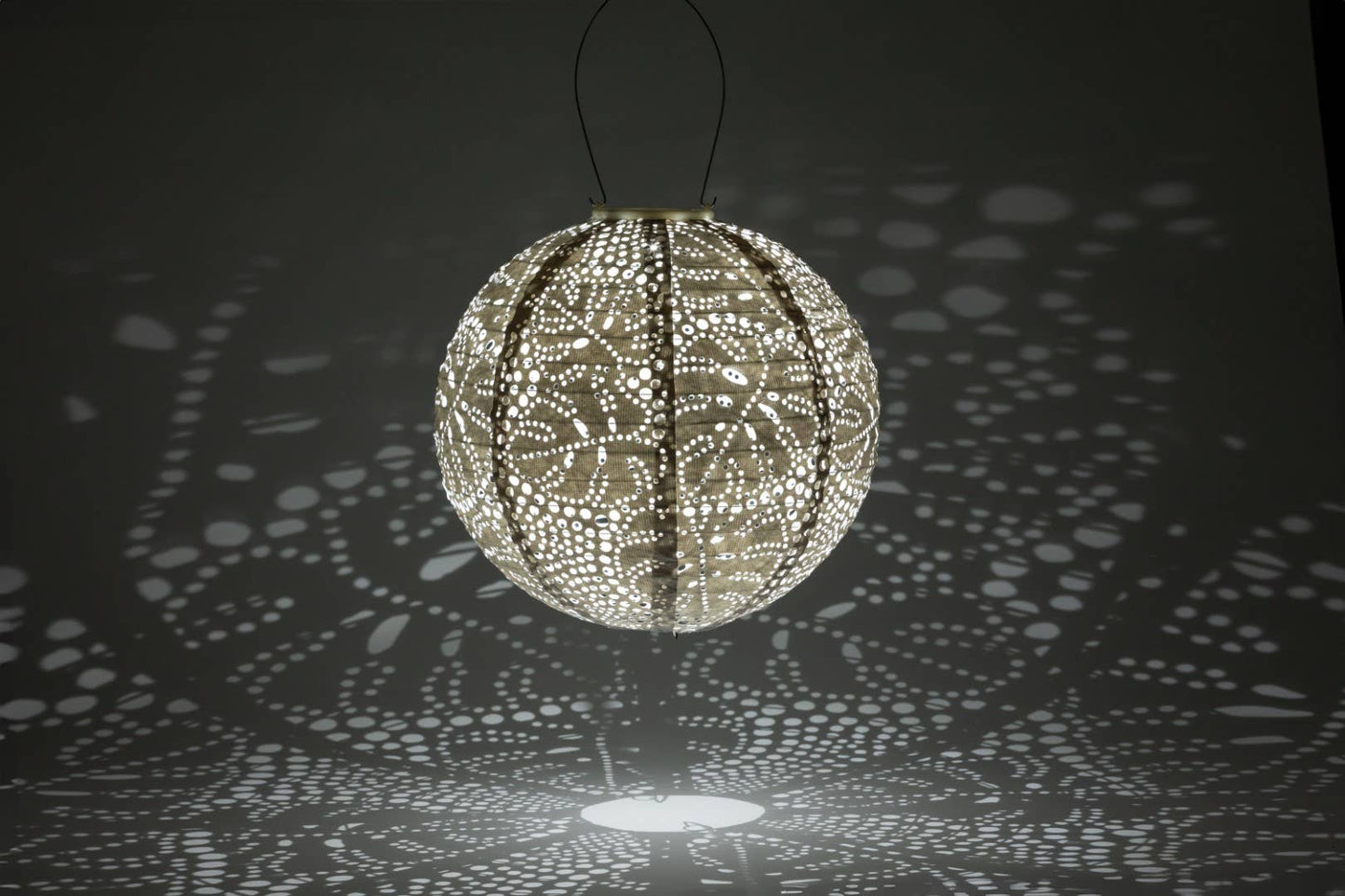 Stella Monstera 12" Globe Solar Lantern - Porcelain