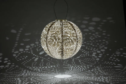 Stella Monstera 12" Globe Solar Lantern - Porcelain
