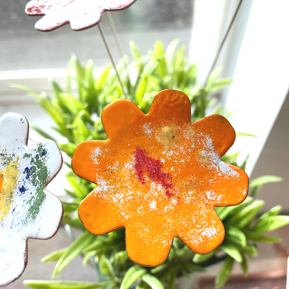 Large Copper Enamel Flowers