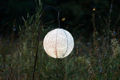 Stella Monstera 12" Globe Solar Lantern - Porcelain