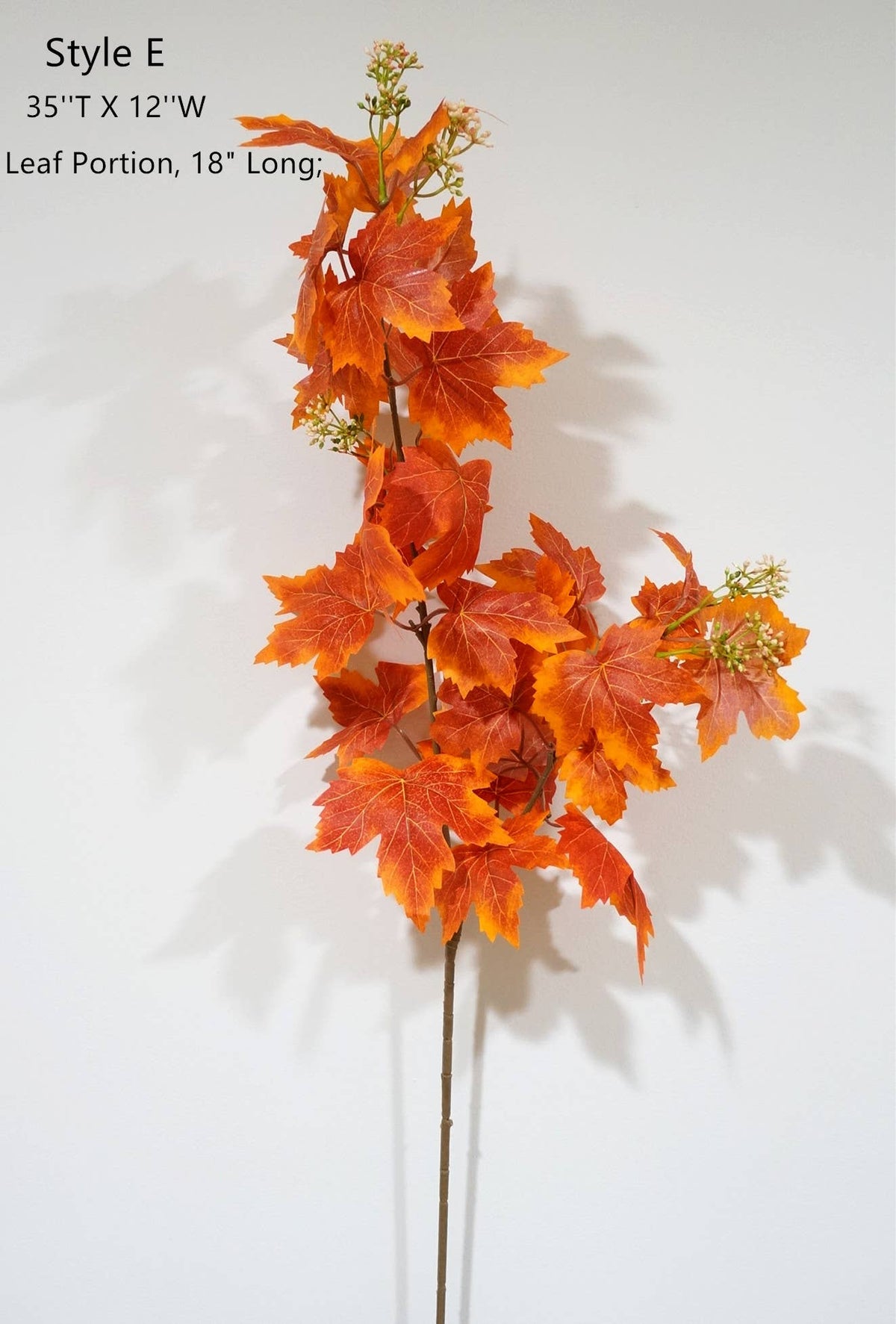 Faux Maple Leaves, Long Stem Autumn Leaves, Orange/Red