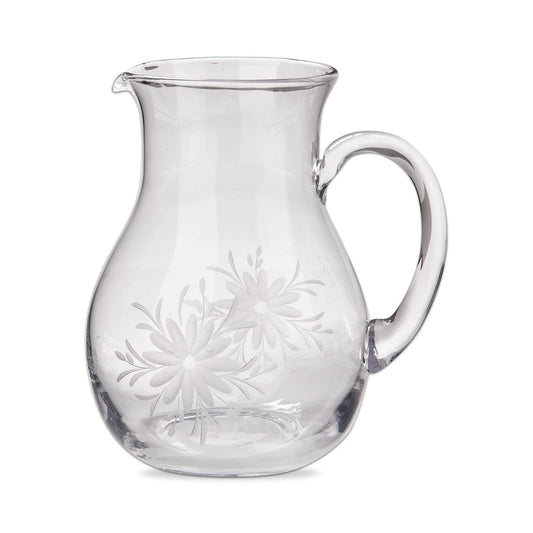 Fleur Etched Glass Pitcher - Clear