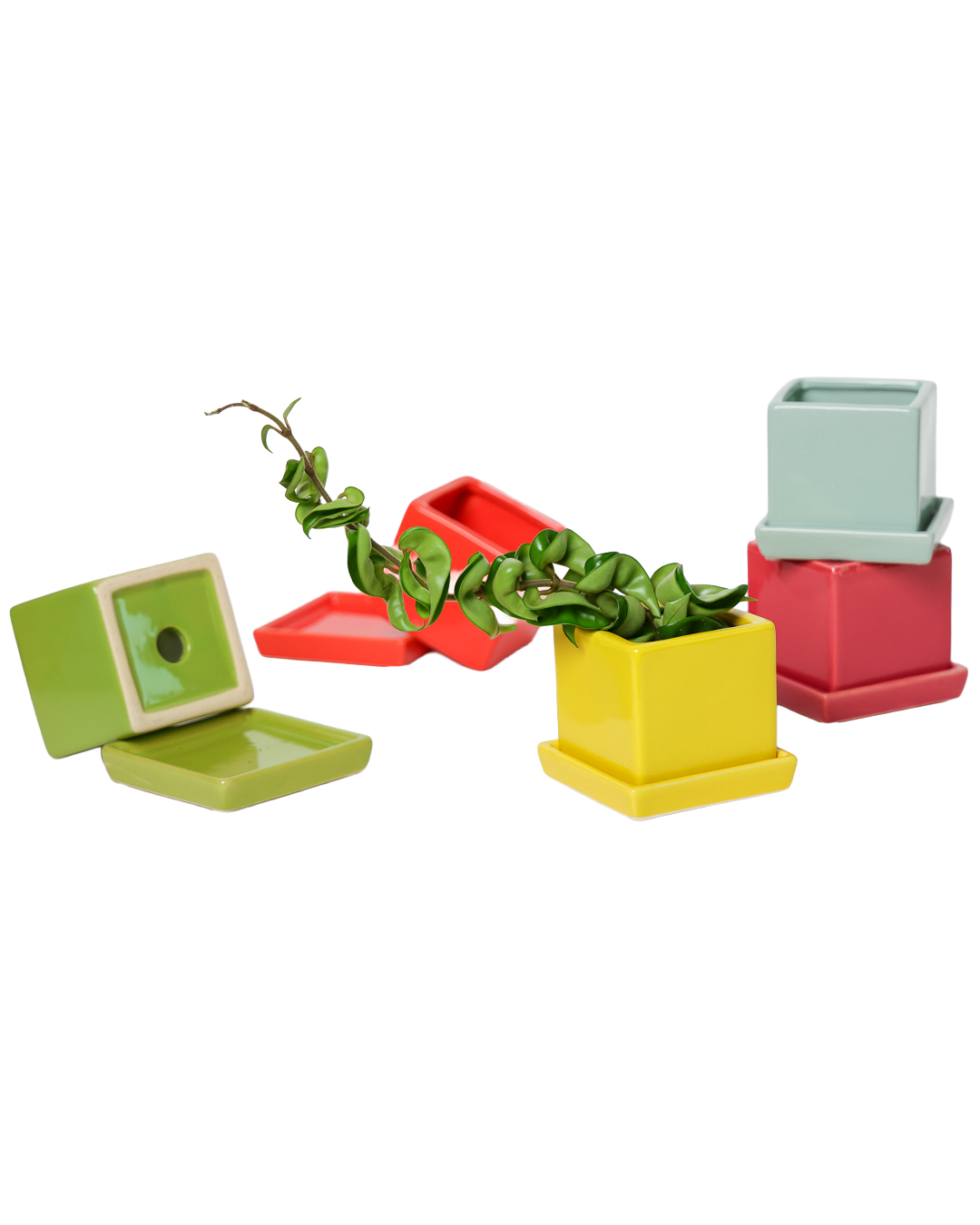 Cube Pot With Saucer And Drainage Hole 60 Plus Colors – Mandy Spring ...