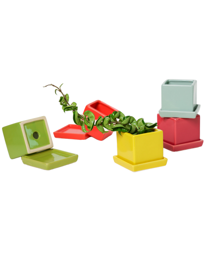 Cube Pot With Saucer And Drainage Hole 60 Plus Colors