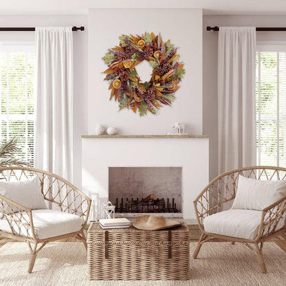 Pinecone Citrus Wheat Harvest Wreath