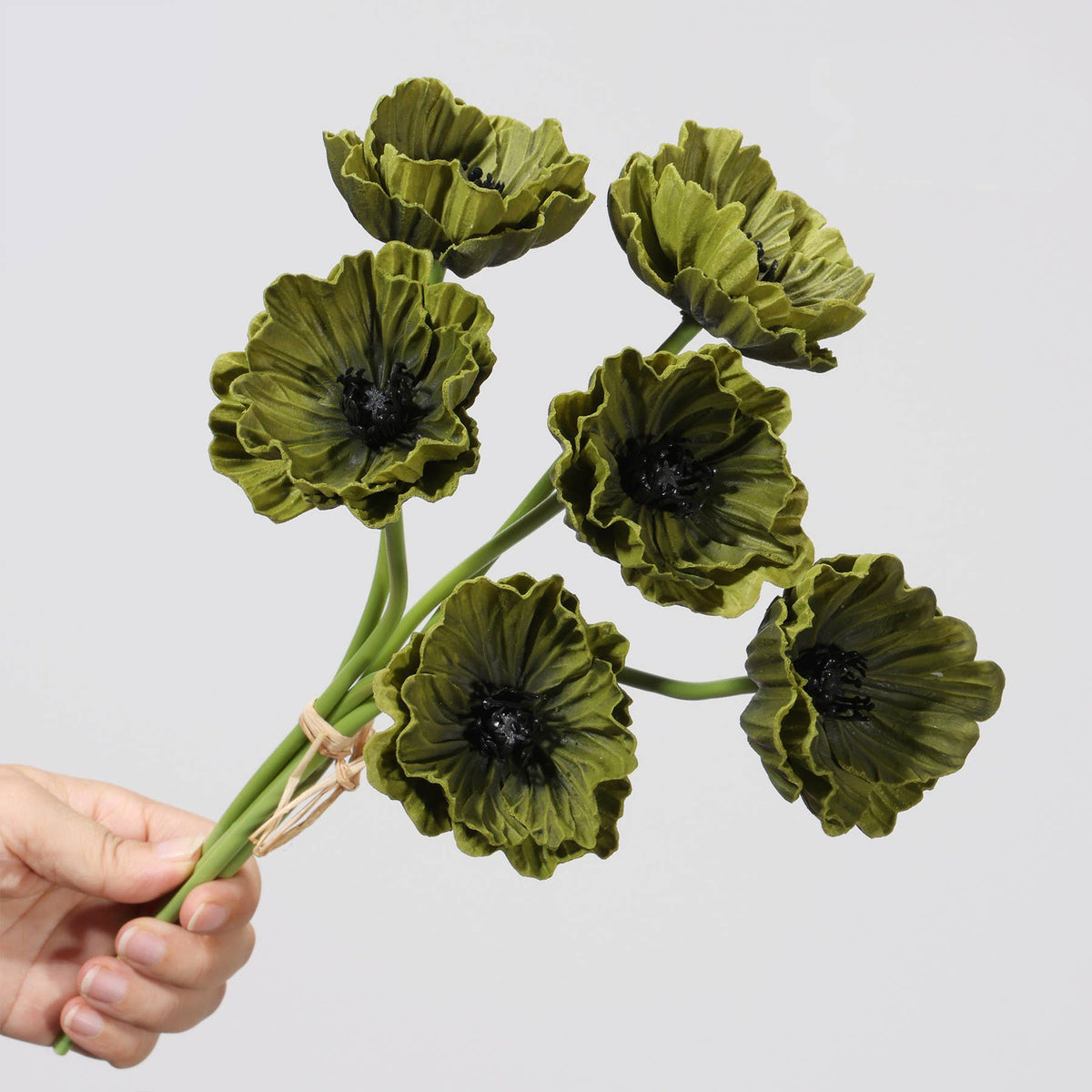 12''T PU Real Touch Poppy Bunch, Fall Color Poppy Flowers