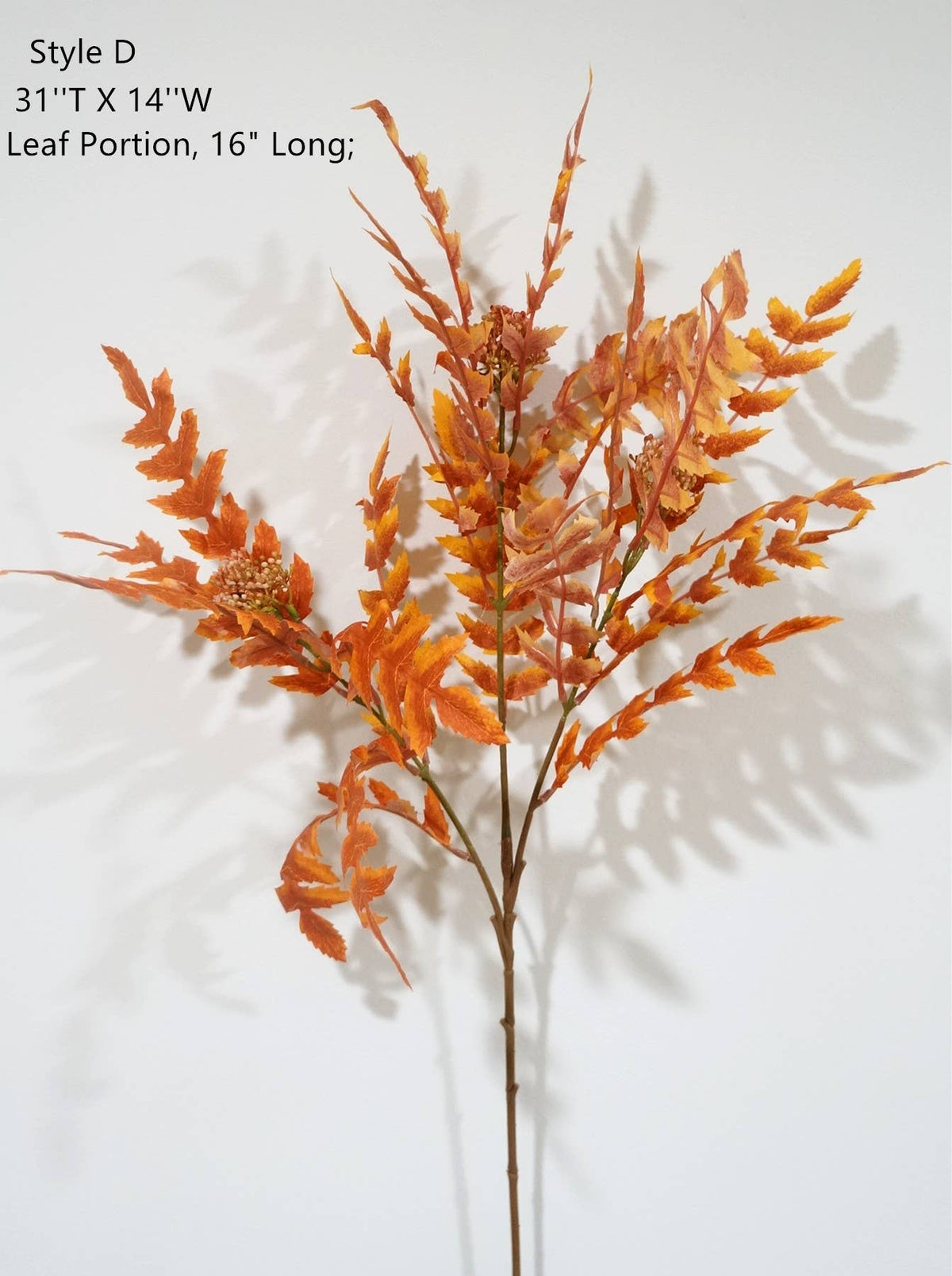 Faux Maple Leaves, Long Stem Autumn Leaves, Orange/Red