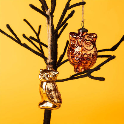 Mercury Glass Owl Ornaments two styles