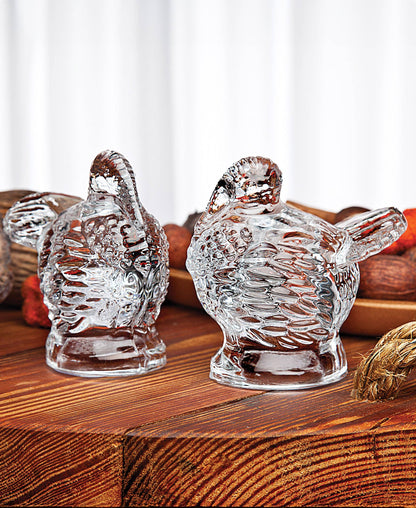 PAIR Harvest Turkey Crystal Salt & Pepper Shakers PAIR
