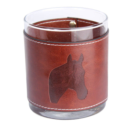 Horse Head Faux Leather Rocks Glass