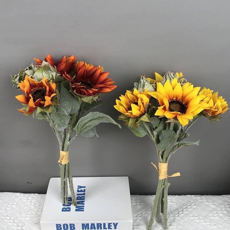 16''T Silk Sunflower Bouquet, Fall Color Sunflower
