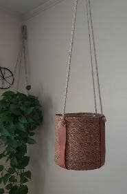 Faux Leather and Cotton Macrame Hanger (45")