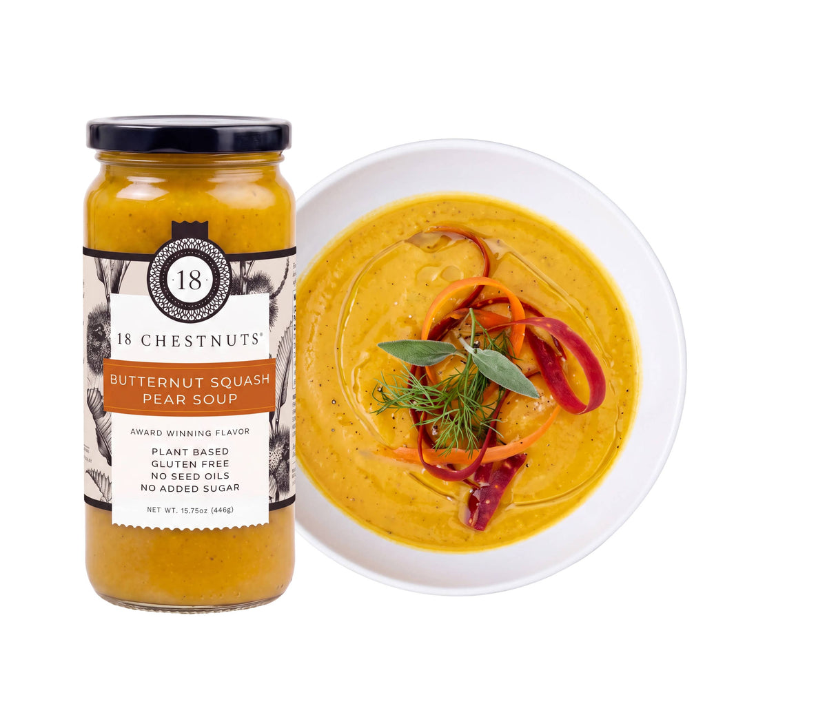 Butternut Squash Pear Soup 16 oz Plant Based & Gluten Free