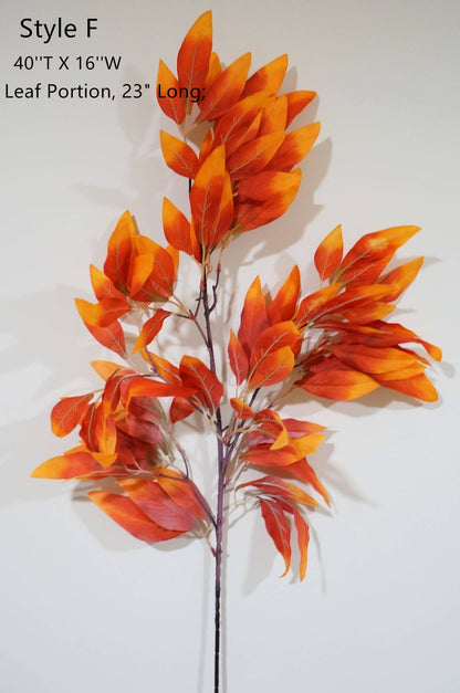 Faux Maple Leaves, Long Stem Autumn Leaves, Orange/Red