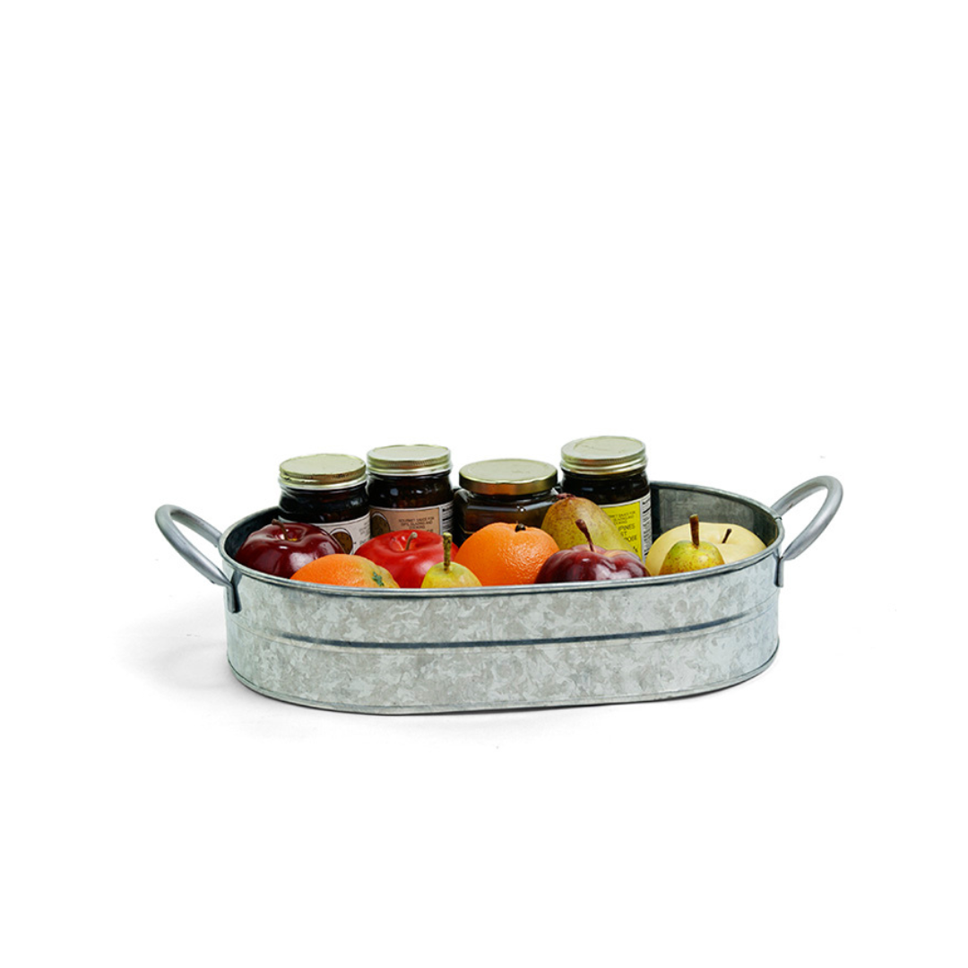 Tin oval galvanized tub with tall handles