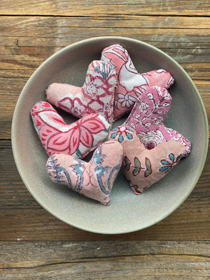 Pink Print Mini Lavender Heart Sachets