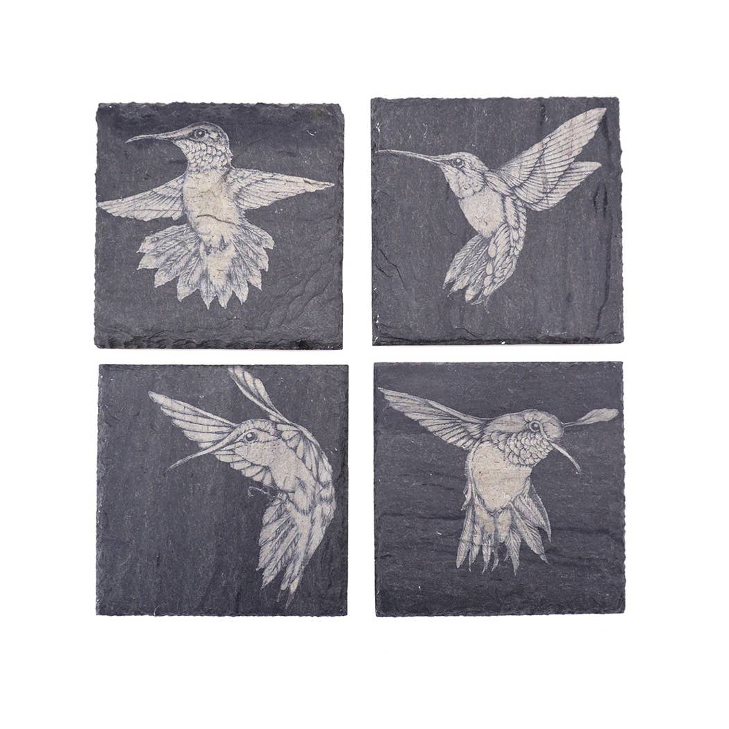 Slate Coasters-Laura Zindel Hummingbird set of 4