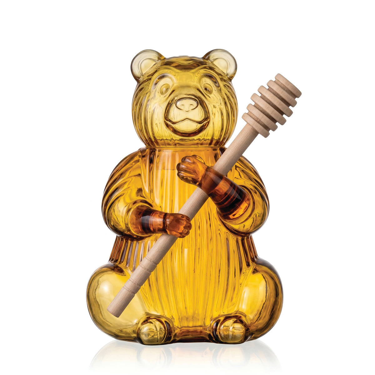 Bear Crystal Honey Jar with Wooden Dipper