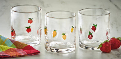 Lemon Double Old Fashioned Glass Yellow Summer
