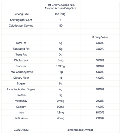 Artisan Crisps - Tart Cherry, Cacao Nib & Almond Box