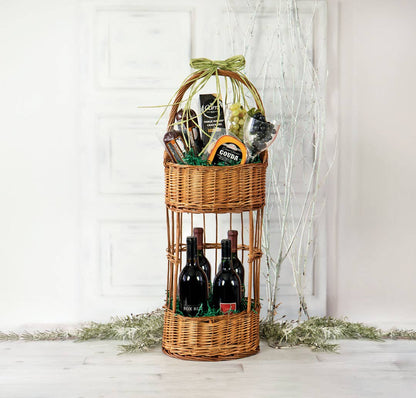 Round Boiled Willow Bar Caddy Basket Food & Drink Display