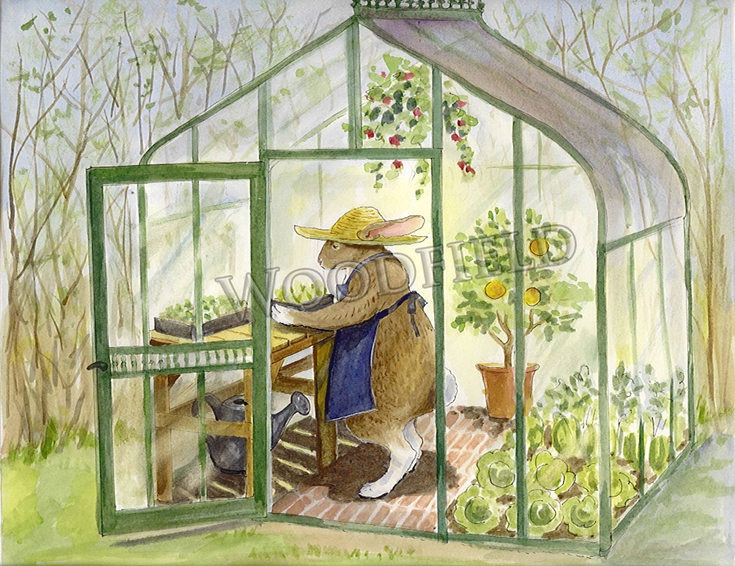 #4 - Greenhouse Rabbit Notecard – Mandy Spring Farm Nursery, Inc.