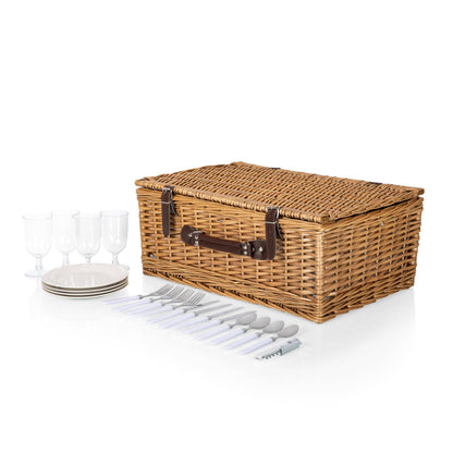 Belmont Picnic Basket, (Navy Blue & White Stripe)