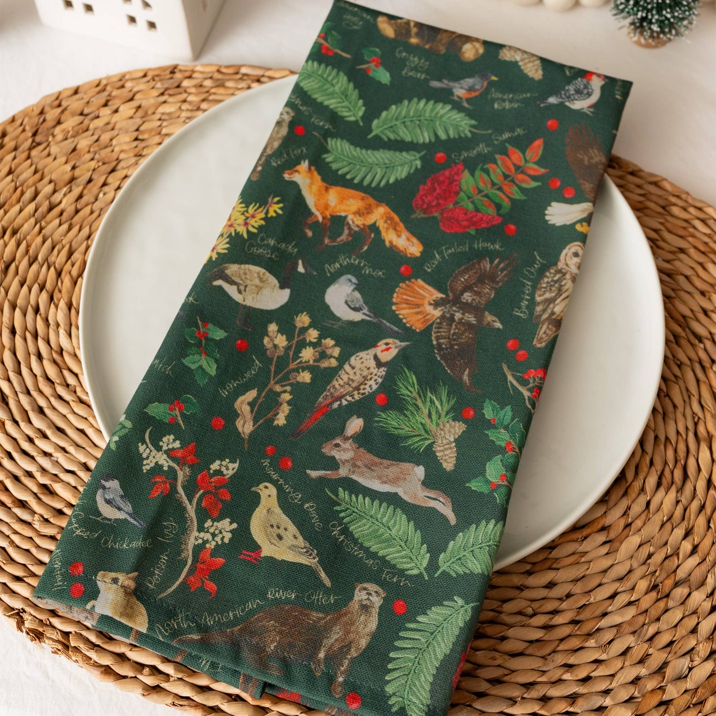 Winter Flora & Fauna Kitchen Towel