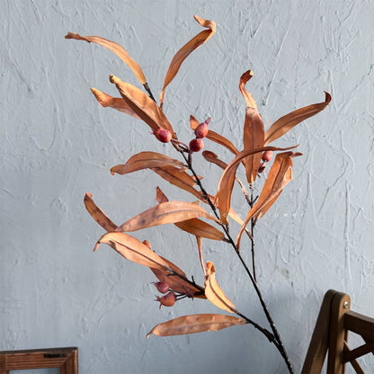Artificial Leaf Branch in Autumn Orange , Fake Berry Branch