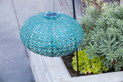 Stella Oval Wagon Wheel 9" Solar Lantern - Met Emerald
