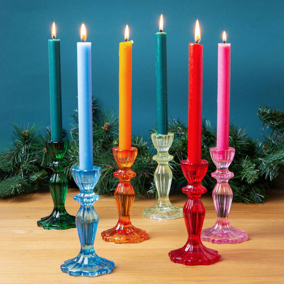 Dark Green Glass Candle Holder