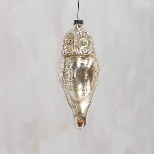 Glass Barn Owl Ornament