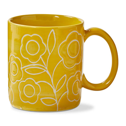 Zoey Flower Mug Yellow Stoneware
