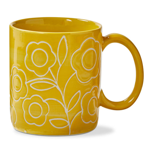 Zoey Flower Mug Yellow Stoneware