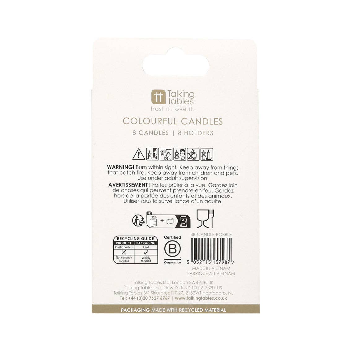 Bobble Birthday Candles - 8 Pack | Cake Candless |