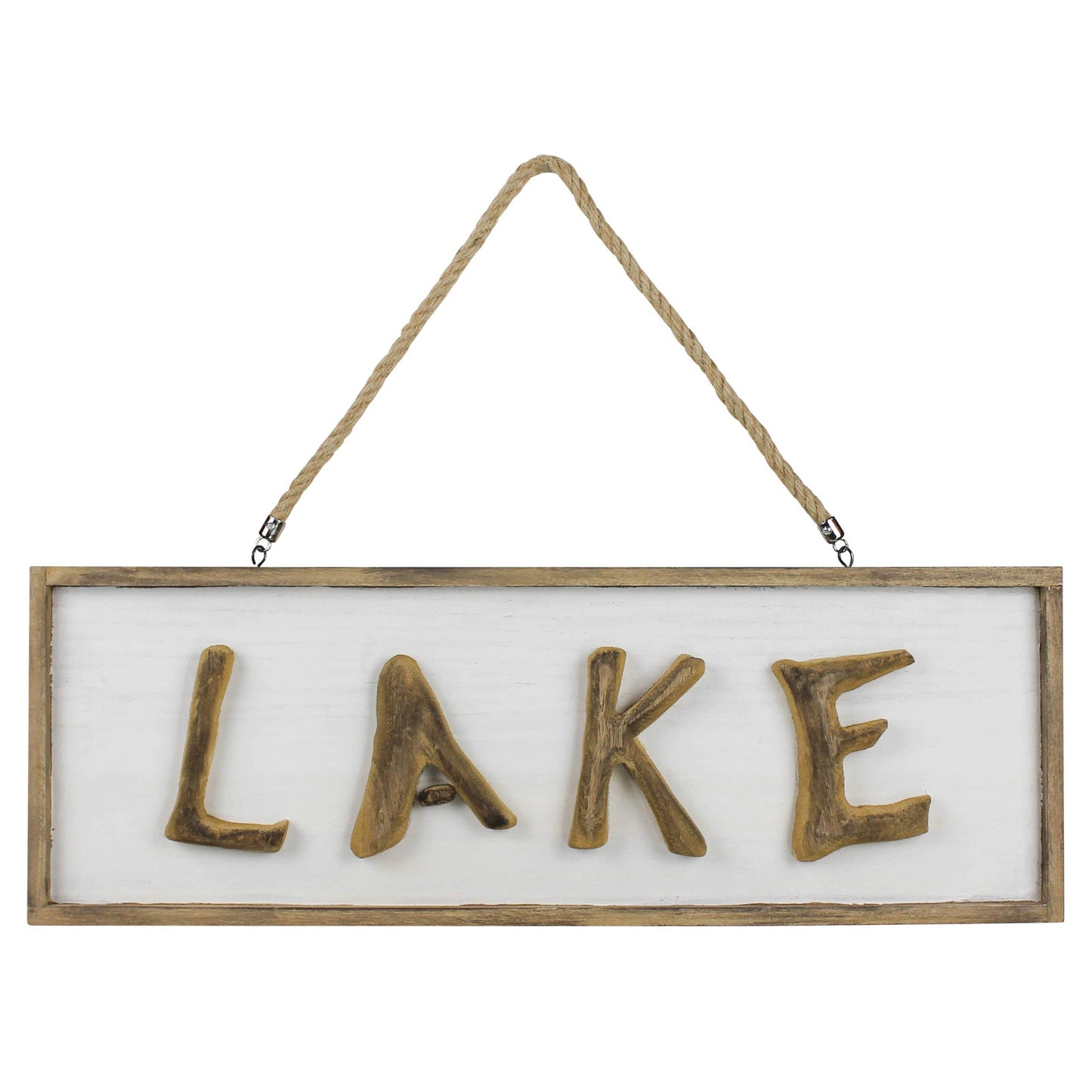 Lake Sign, Wood.  8” rope hanger