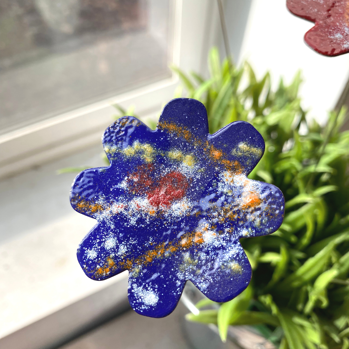 Large Copper Enamel Flowers