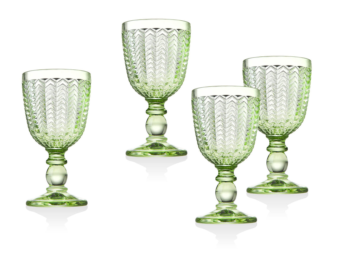 Godinger Twill Green Goblets