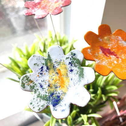 Large Copper Enamel Flowers