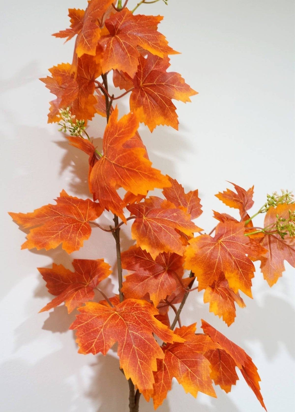 Faux Maple Leaves, Long Stem Autumn Leaves, Orange/Red