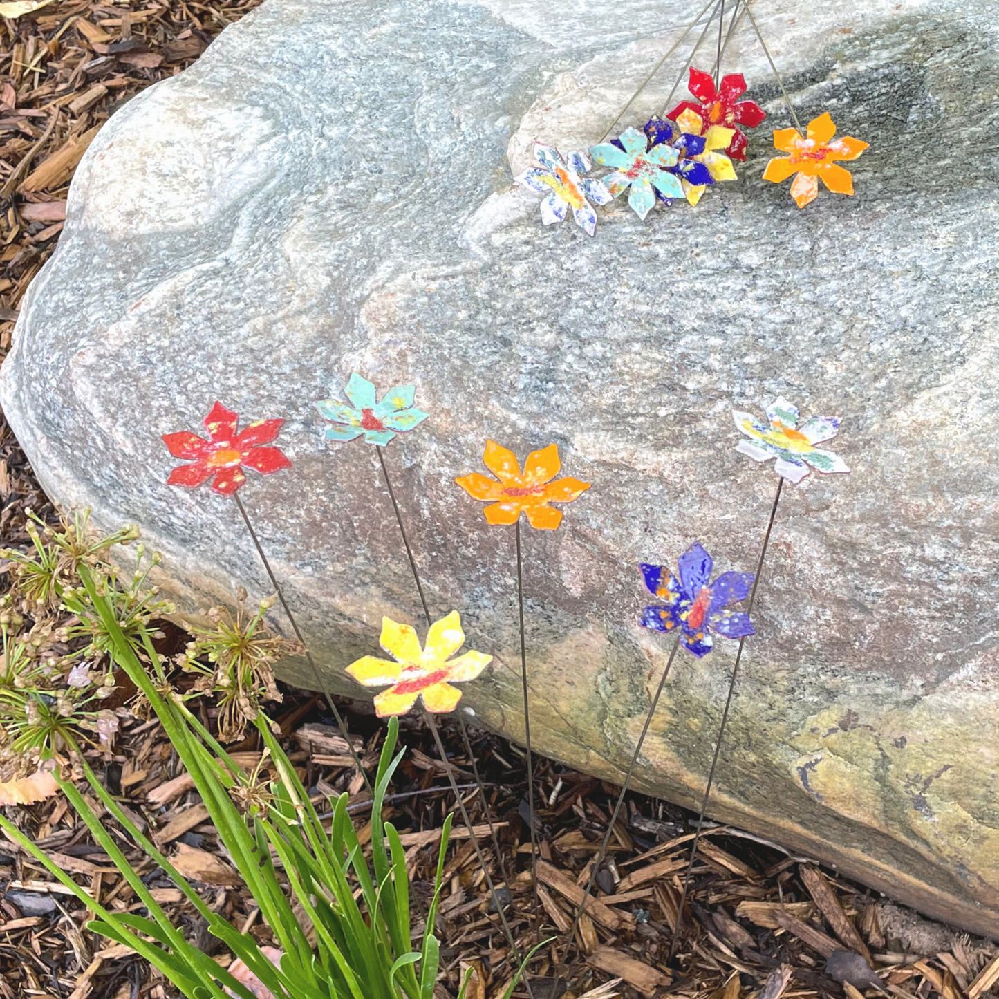 Medium Copper Enamel Flowers