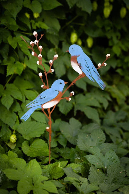 Bluebirds on Pussy Willow Pick -Painted