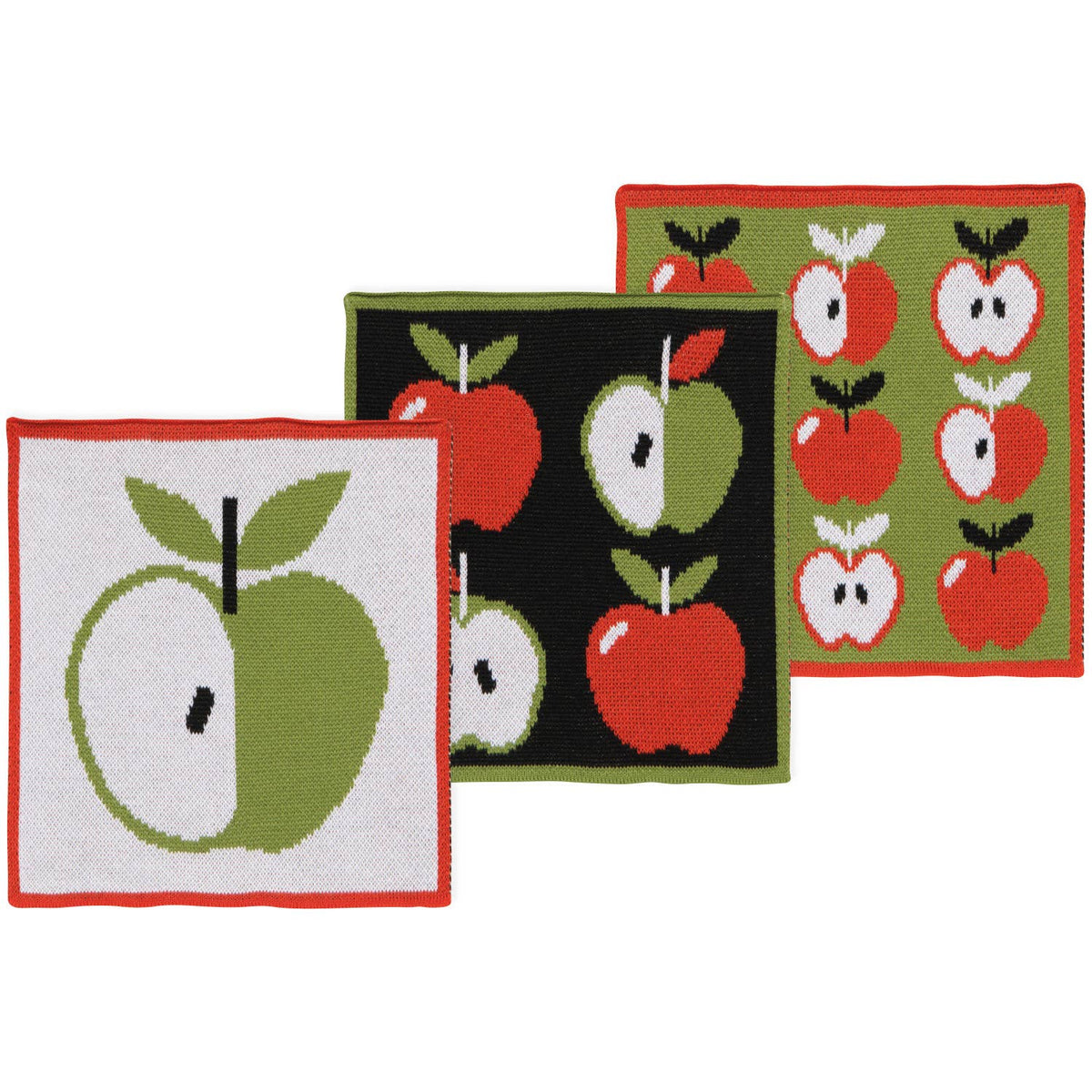 Apple a Day Knit Dishcloth Set of 3