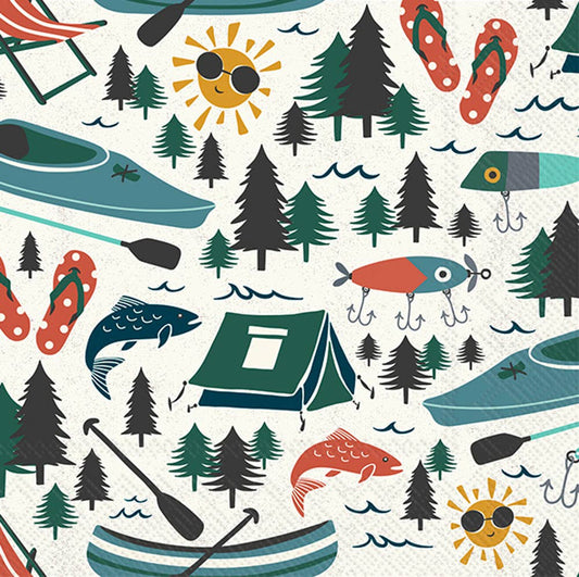 Paper Cocktail Napkin 20 Ct Lake Life Pattern