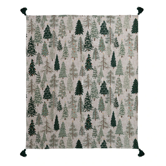 Tree Print Tassel Throw